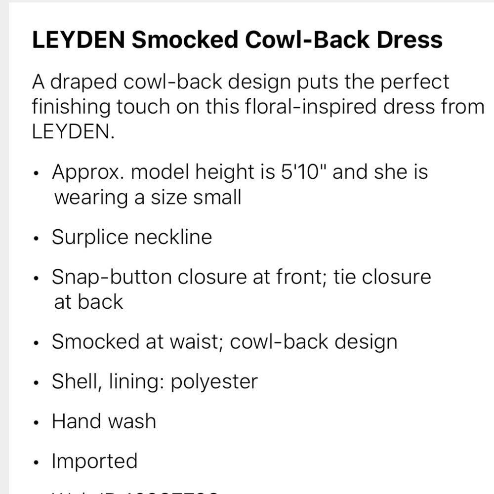 Leyden Smocked Cowl-Back Dress - Picture 3 of 3